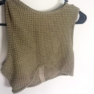 Shein Green Knitted Versatile Crop Top with Zipper